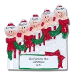 Family of 5 on Staircase Personalized Family Ornament