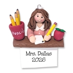 Female TEACHER Handmade Polymer Clay Personalized Christmas Ornament