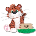 Sitting Tiger HANDMADE Polymer Clay Personalized Christmas Ornament - Limited Edition