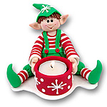 Elf Tea Light Candle Handmade Polymer Clay