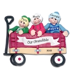 3 Kids in Wagon Personalized Christmas Ornament