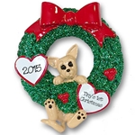 Chihuahua Hanging in Wreath Personalized Dog Ornament - RESIN