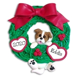 Jack Russell Hanging in Wreath Personalized Dog Ornament - Limited Edition