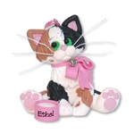 Calico  KITTY CAT HANDMADE Polymer Clay Personalized Christmas Ornament - Limited Edition