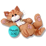 "Gandhi" Orange Tabby Kitty Cat Personalized Christmas Ornament