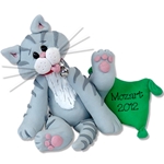 "Mozart" Gray Tabby Kitty Cat Personalized Christmas Ornament