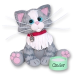 Gray & White Tabby KITTY CAT Personalized Christmas Ornament