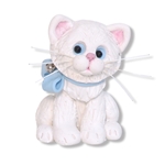 White Kitty Cat with Blue Bow & Silver Bell