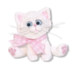 White Kitty Cat with Gingham Bow