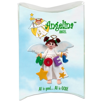 Angelina Angel with Brunette Hair Personalized Christmas Ornament in Custom Gift Box