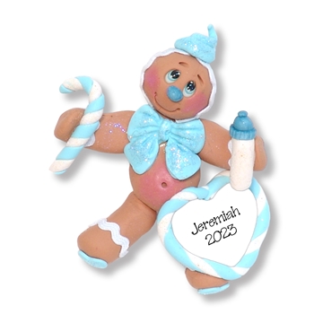 Baby Boy Gingerbread Handmade 1st Christmas Ornament