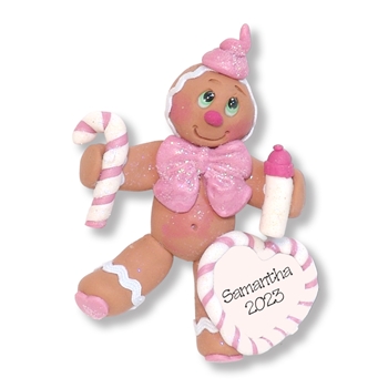 Baby Girl Gingerbread Handmade 1st Christmas Ornament