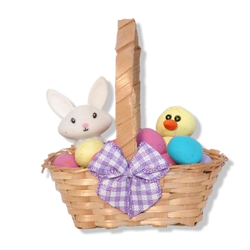 Small Easter Basket with Rabbit, Chick and Eggs