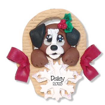 Puppy Dog in Basket Personalized Pet Ornament