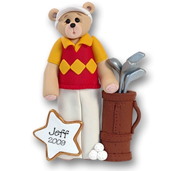 Belly Bear Golfer<br>Personalized Ornament