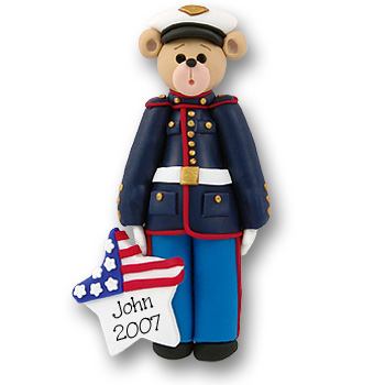 Belly Bear Marine Handmade Military Personalized Ornament