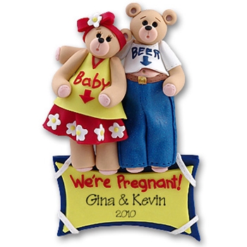 Belly Bear<br>Pregnant Couple<br>Personalized Ornament