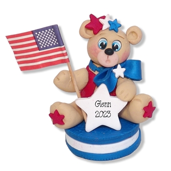 Patriotic Belly Bear on Blue Cookie Figurine