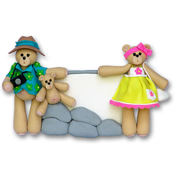 Belly Bear Vacation Family of 3 Personalized Family Ornament