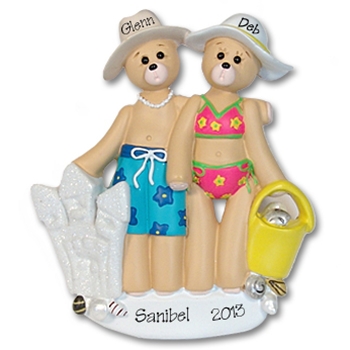 RESIN<br>Beach Belly Bears<br>Personalized Family / Couples Ornament