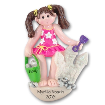 RESIN<br>Giggle Gang<br>Girl at Beach<br>Personalized Ornament