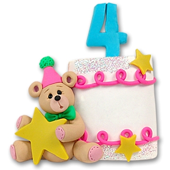 4th Year Birthday Cake Personalized Christmas Ornament