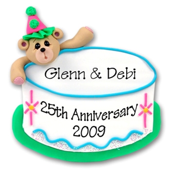 Bear & Birthday Cake Personalized Christmas Ornament