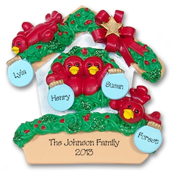 RESIN<br>Rockin' Robin<br>Family of 4 Personalized Ornament