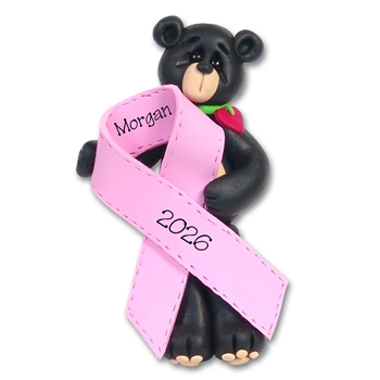 Black Bear Breast Cancer MEMORIAL - Survivor Pink Ribbon Ornament