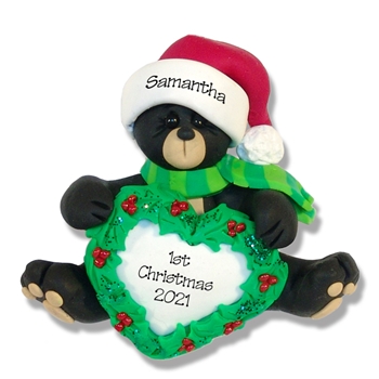 Sitting Black Bear w/Heart Handmade Polymer Clay - Limited Edition