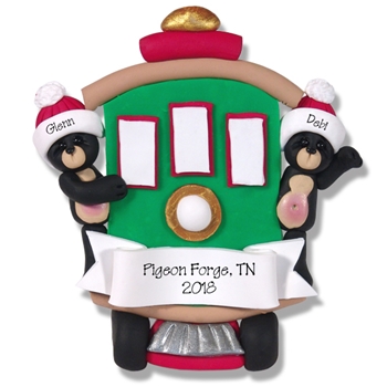 Black Bear Couple in Streetcar Personalized Family Ornament - Custom Ornament