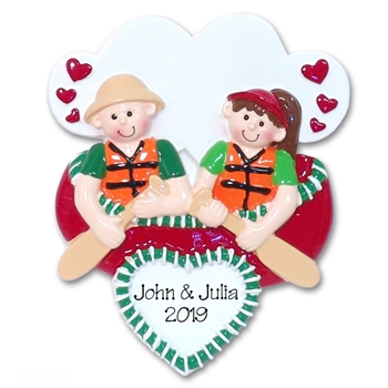 Couple in Canoe Personalized Canoeing CHRISTMAS Ornament - RESIN