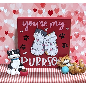 Kitty Cats "You're my Purrson" Plaque Valentine Decor - 3 Piece Set