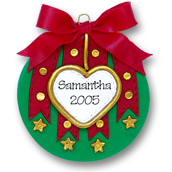 Red & Green Christmas Ball Personalized Ornament