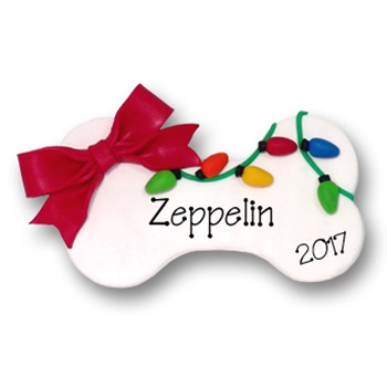 Dog Bone w/Christmas Lights<br>Personalized Dog Ornament-Limited Edition