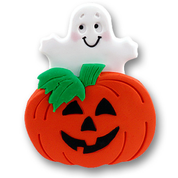 Lg. Pumpkin & Ghost Halloween Personalized Ornament