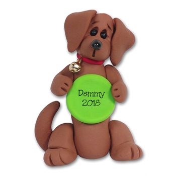 "Demmy" Daschund with Frisbee Dog Ornament - Limited Edition