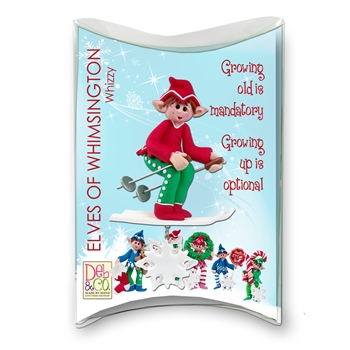 Whizzy the Elf - Personalized Skier Christmas Ornament - in Gift Box