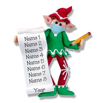 Winston the Covid-19 Elf w/ Santa's List Pandemic  Personalized Elf Ornament - ON SALE!