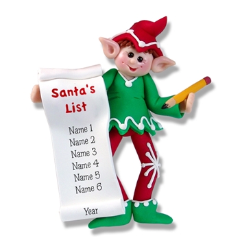 Winston Personalized Elf with List Ornament