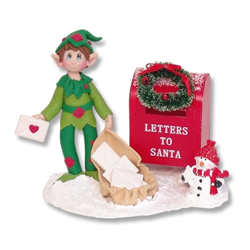 Elliot the Elf with Mailbox and Snowman Figurine  - 2