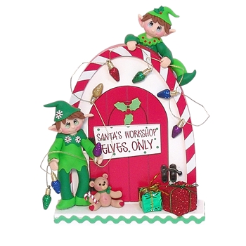 Santa's Workshop with HANDMADE Polymer Clay Elves - 2