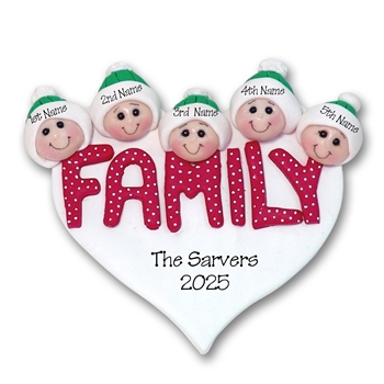 FAMILY - Family of 5 Handmade Ornament