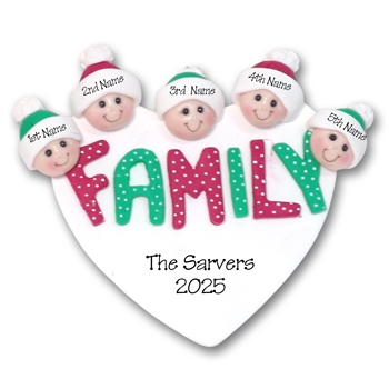 FAMILY - Family of 5 Handmade Ornament  - 2