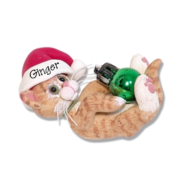 Orange Tabby with Santa Hat & Ornament