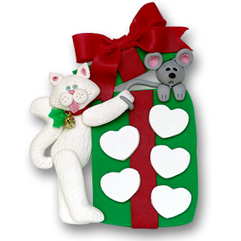 Cat w/Gift Box & 5 Hearts