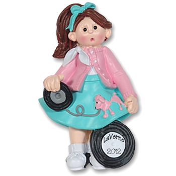 Giggle Gang 50's Girl Personalized Ornament - RESIN
