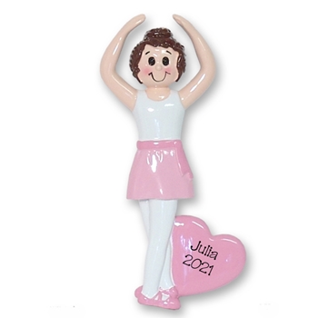 BALLERINA in White Leotard Ballet Dancer Personalized Dance Ornament - RESIN