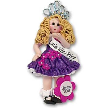 Blonde Beauty Pageant Girl Handmade Polymer Clay Personalized Ornament - Limited Edition