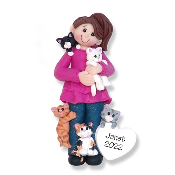Crazy Cat Lady Personalized Christmas Ornament - Limited Edition